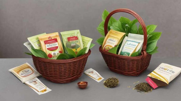 Default tea packets with basket gift beautifull 0 1